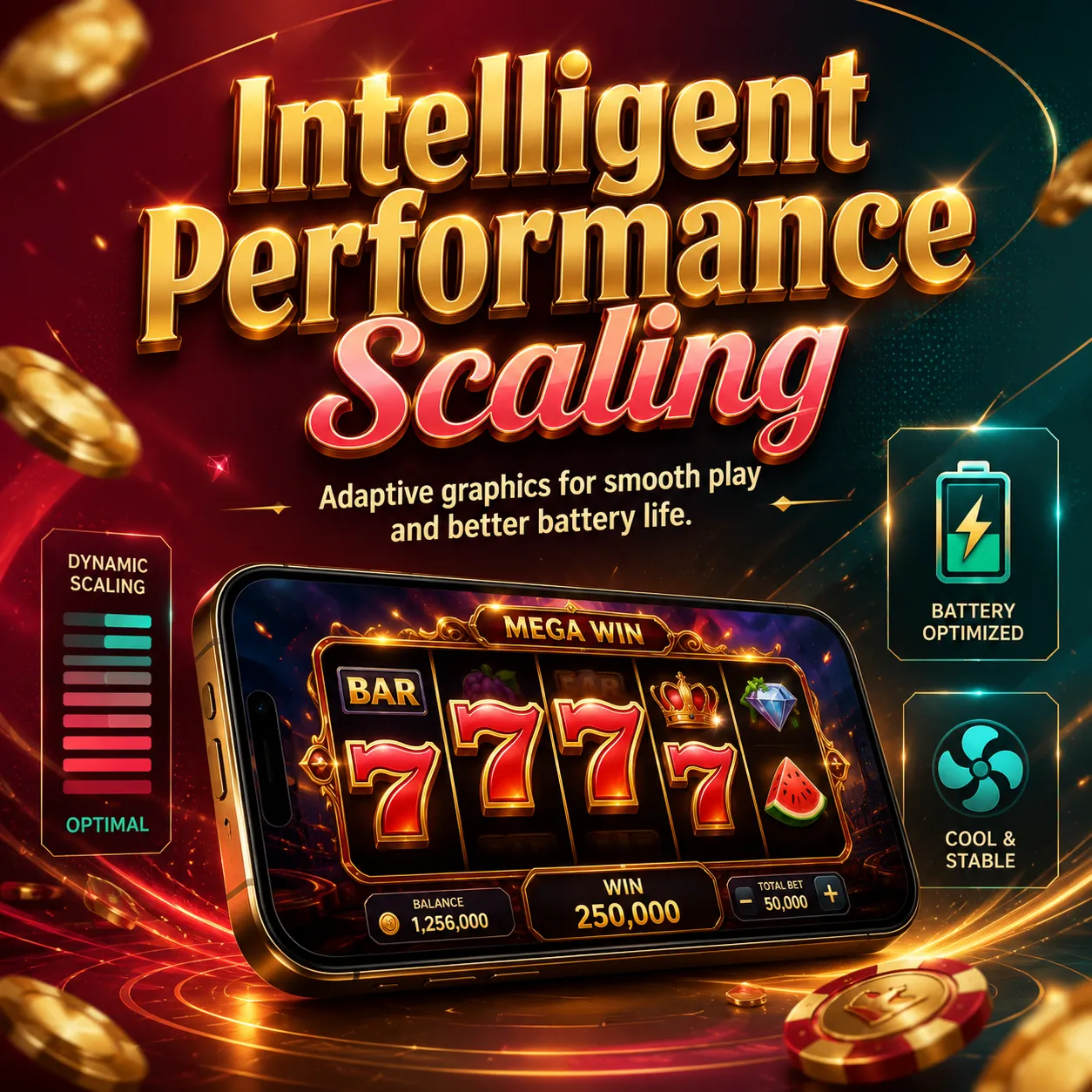 Intelligent Performance Scaling: The app automatically adjusts graphic quality on smartphones to preserve battery life and reduce overheating.